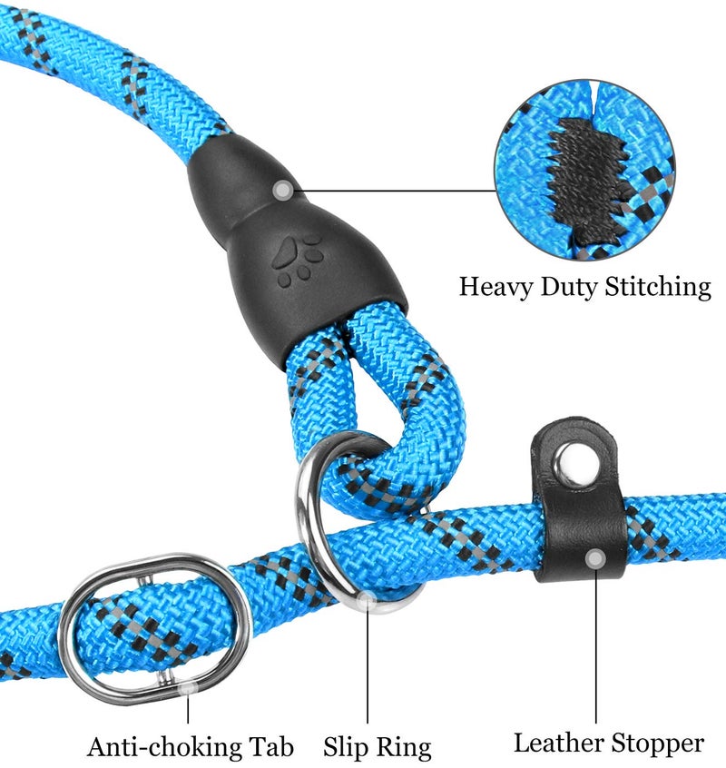 TagME Slip Leads for Dogs, 6 FT Heavy Duty Slip Leash with Padded Handle, Strong Rope No Pull Pet Training Leash for Large Dogs,Blue - Image 4